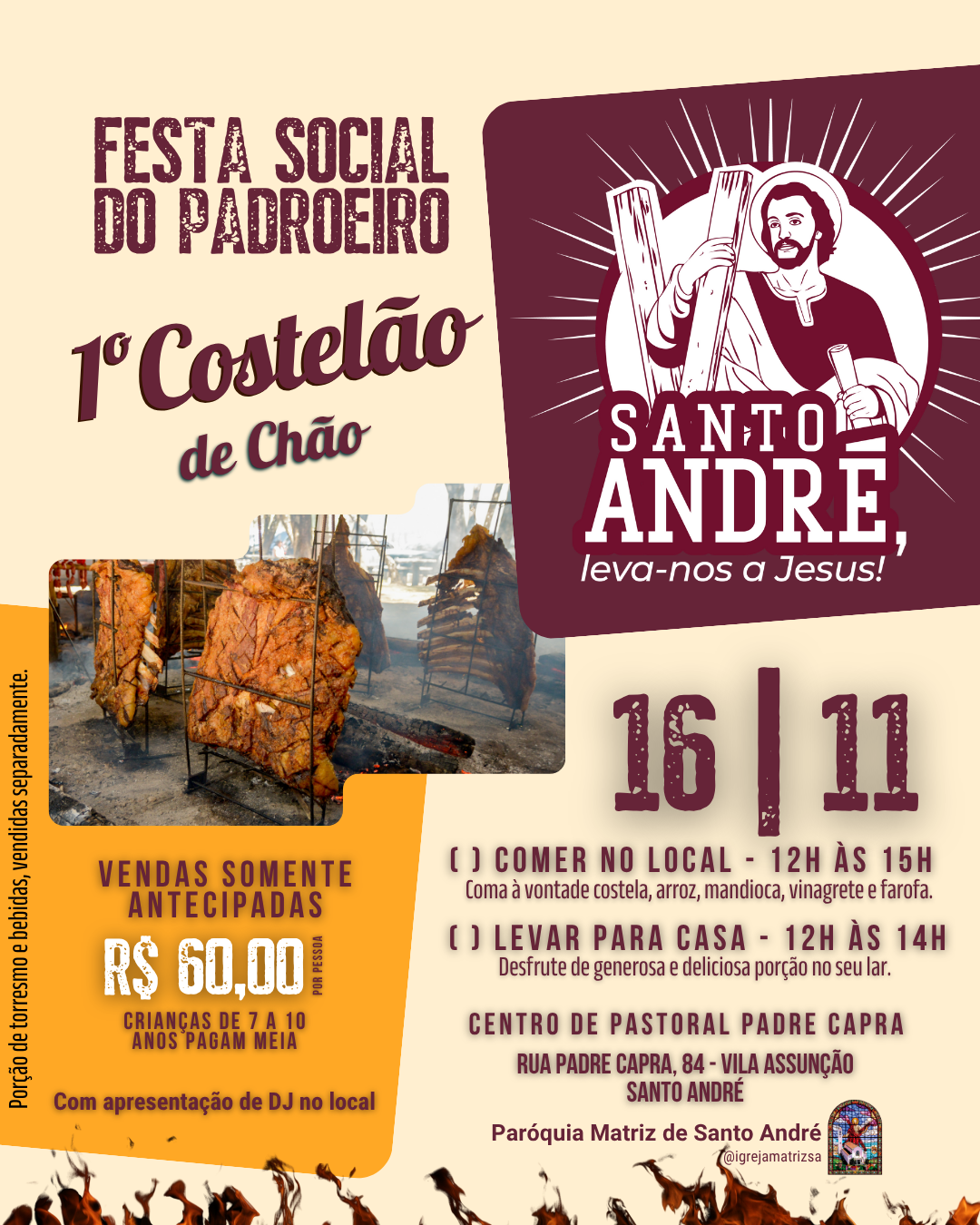 1º Costelão de Chão - Festa social do Padroeiro Santo André apóstolo
