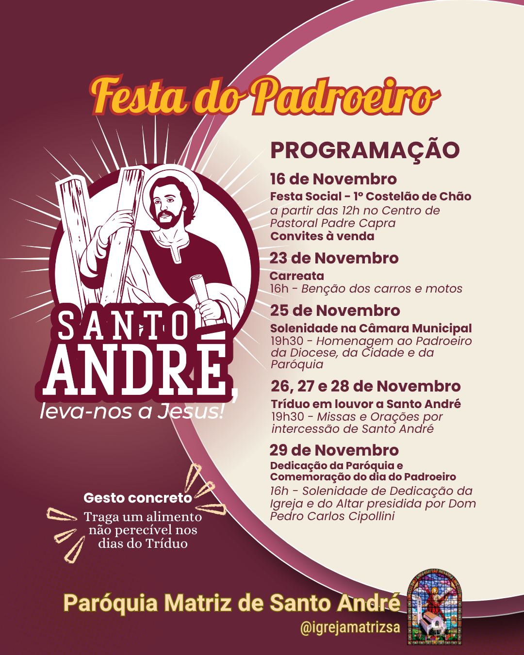 Programação da Festa do Padroeiro