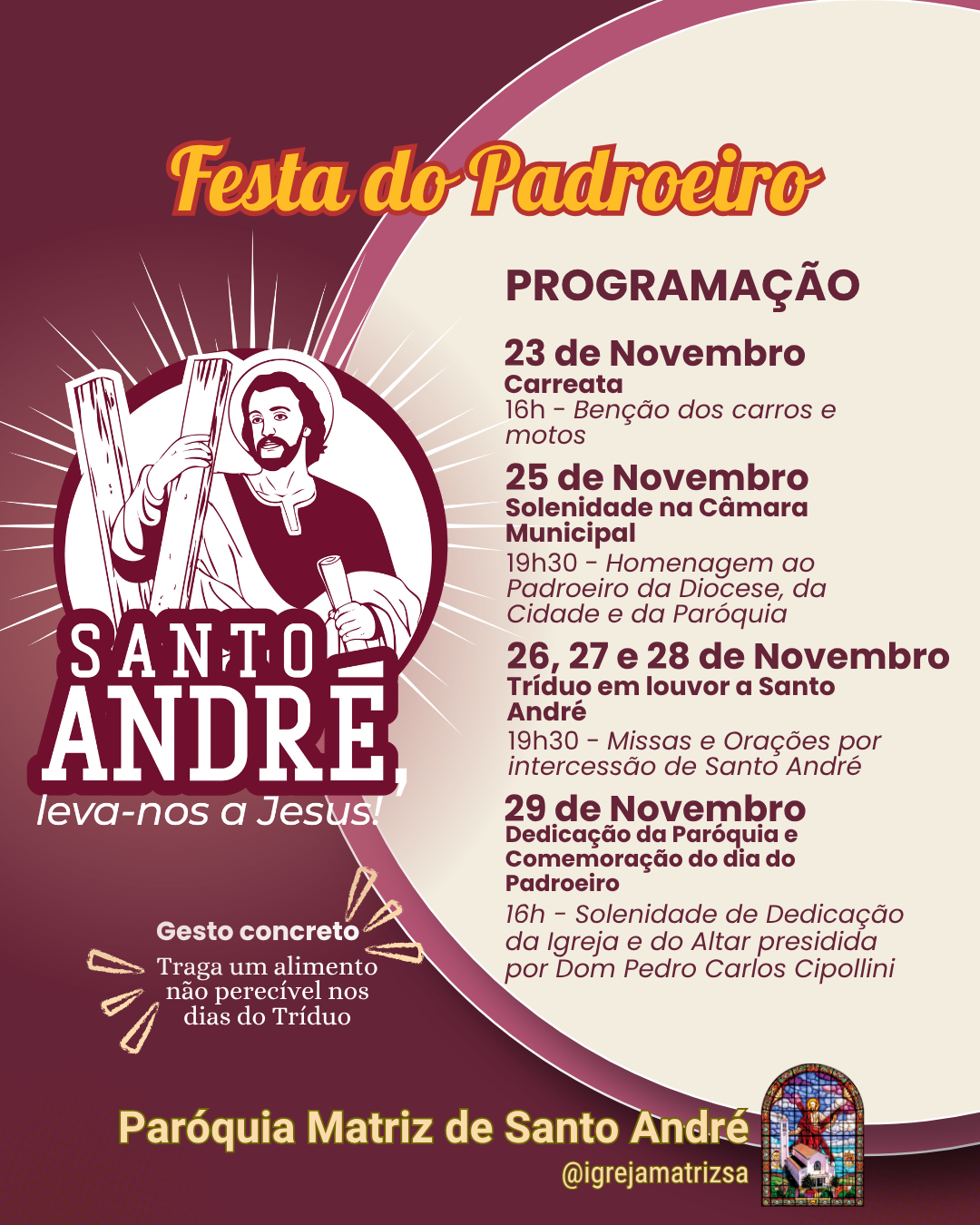Programação da Festa do Padroeiro