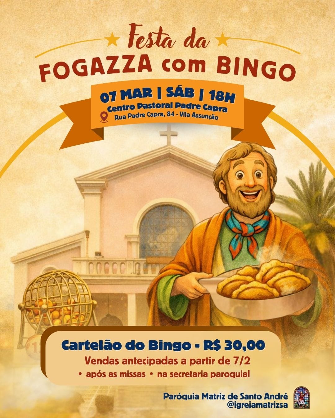 Festa social - Fogazza e Bingo para as obras da igreja