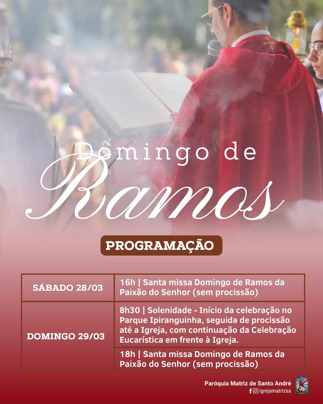 Programação de Domingo de Ramos