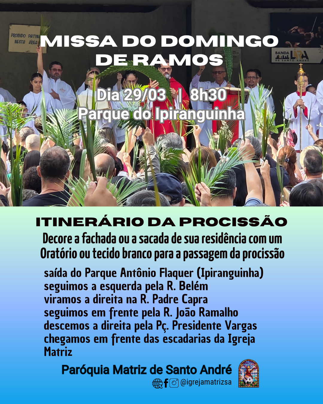 Itinerário da procissão de Domingo de Ramos