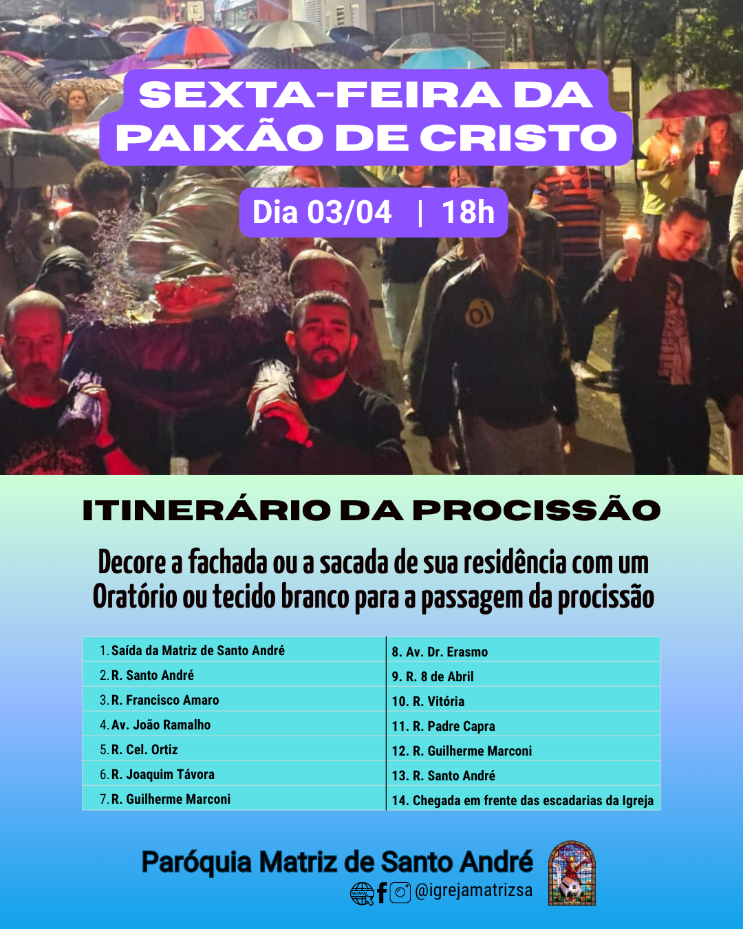 Itinerário da procissão do Cristo Morto